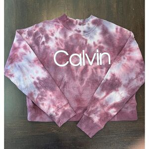 Calvin Klein Women’s Tie Dye Cropped Crewneck Sweatshirt Size Large